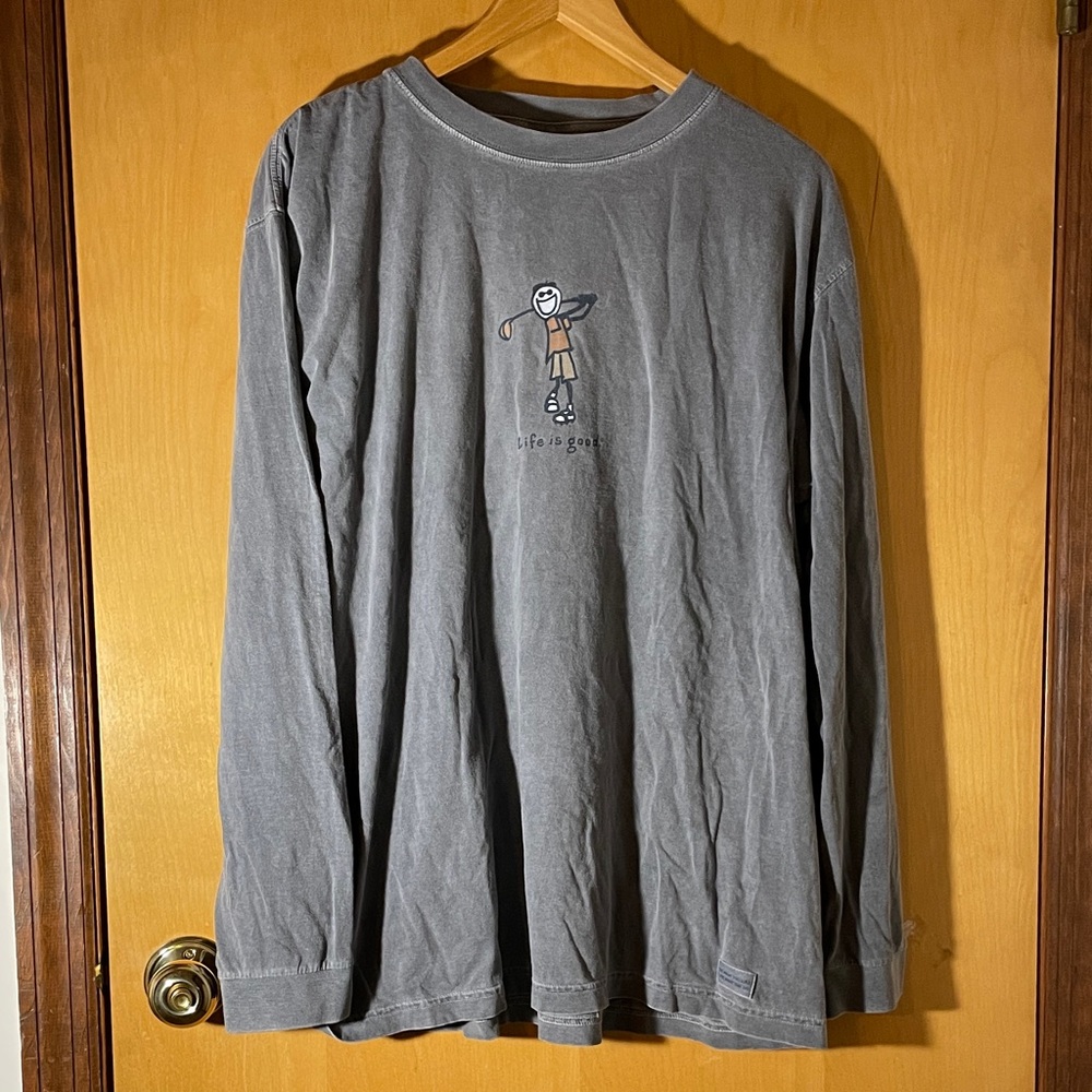 Life Is Good Charcoal Long Sleeve Tee